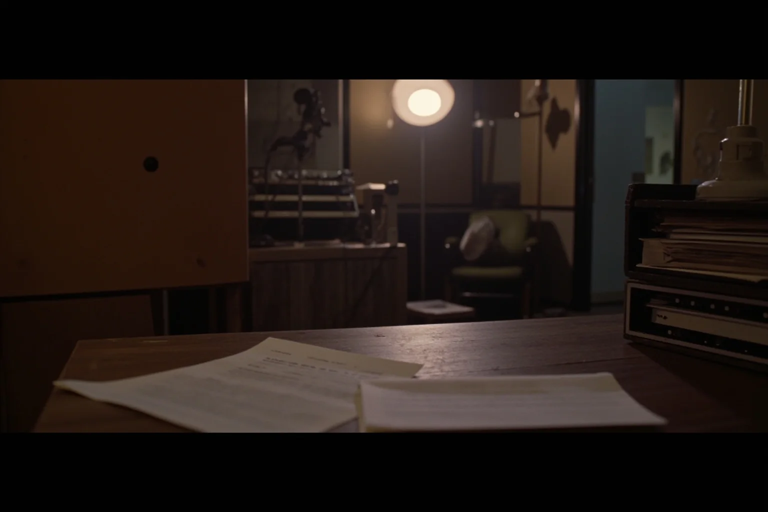 Incredible Facts About the Beatles' Greatest Band History 2 A vintage 1960s recording studio audition room with a rejection letter on a desk, moody film-style lighting, no real people shown