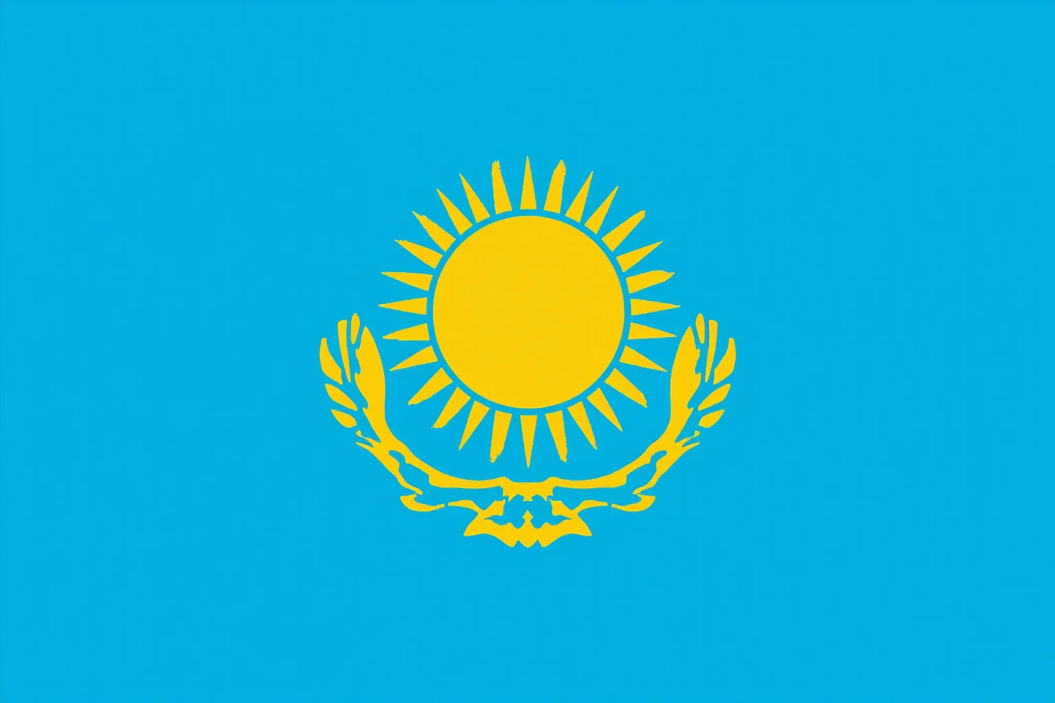 Kazakhstan's blue flag with golden sun and steppe eagle, modern clean illustration