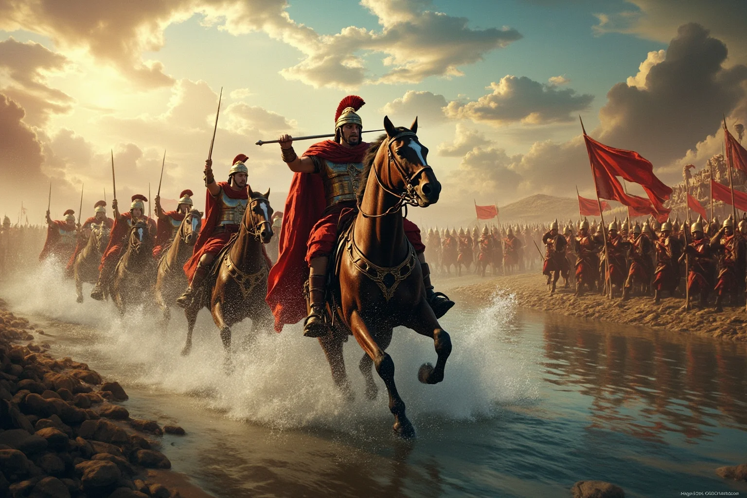 23 Important Ancient Greek Battles In History 20 Macedonian cavalry charging across a river against Persian defenders on the opposite bank