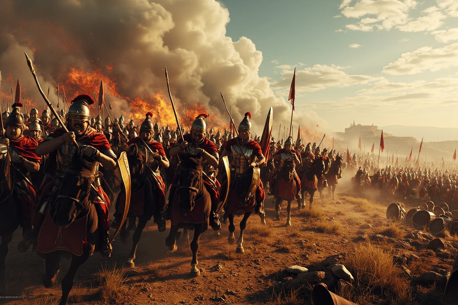 23 Important Ancient Greek Battles In History 19 Macedonian phalanx and cavalry overwhelming Greek city-state soldiers on a rugged hillside battlefield