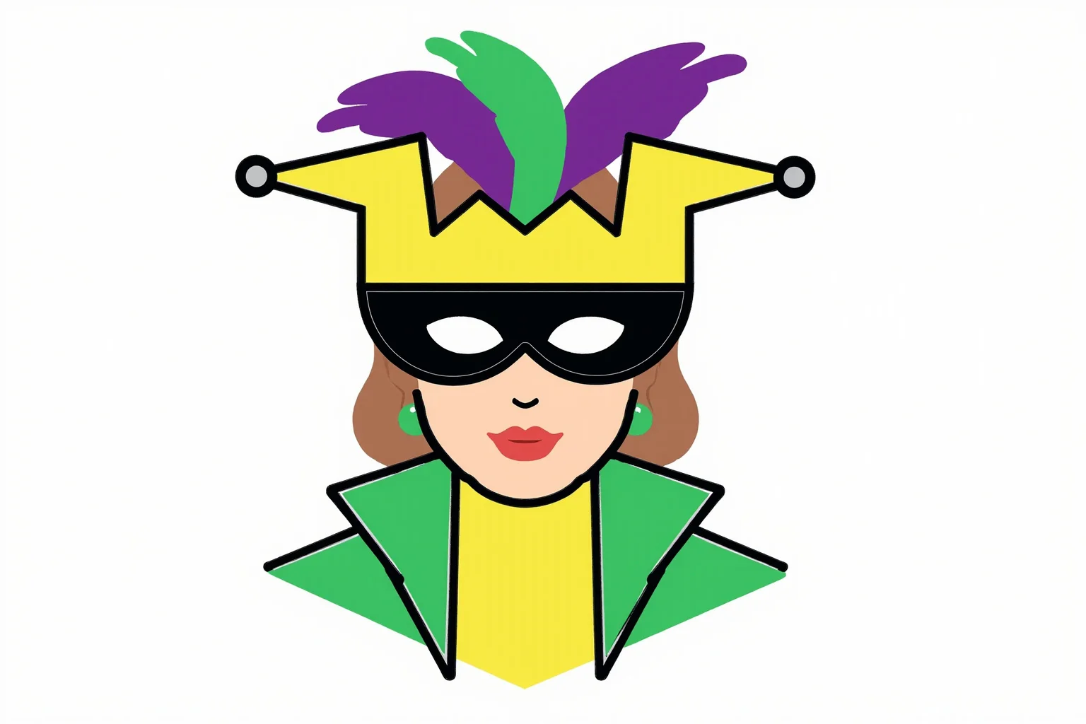 Mardi Gras Krewes: How Parades Turned Into Power And Pop Culture 2 A simple illustrated icon of a masked Carnival figure representing the general concept of a Mardi Gras krewe