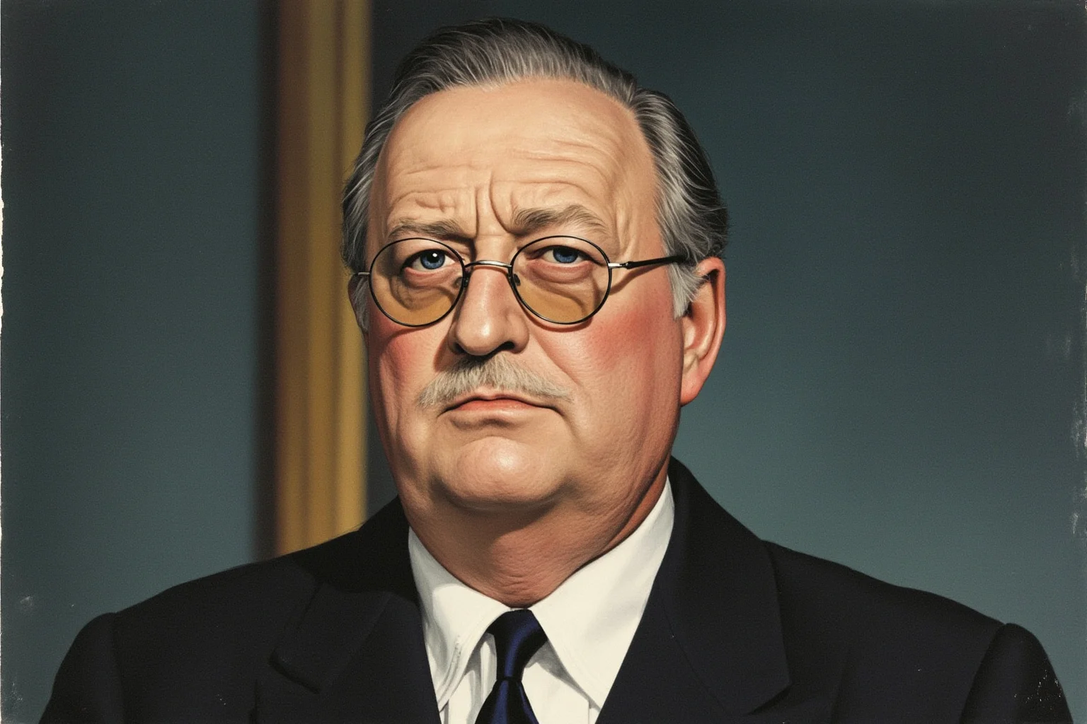 From Cleopatra to George Washington: 21 Most Famous Redheads in History 12 Mid-20th-century British statesman in a formal suit with a determined expression, editorial illustration style