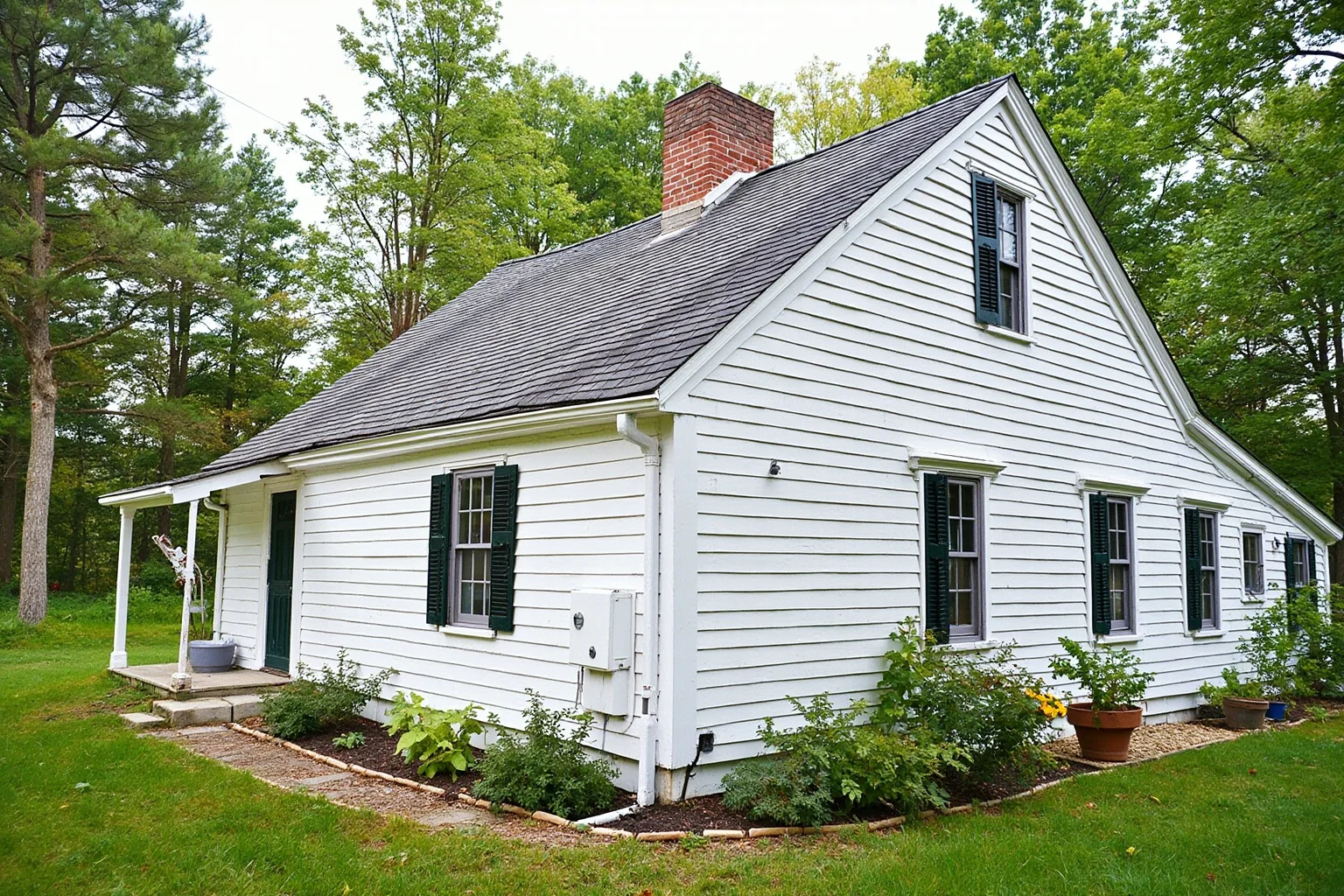 25 Famous American Historical Homes You Can Still Visit Today 5 Modest 18th-century white clapboard New England farmhouse with a stone chimney and small garden