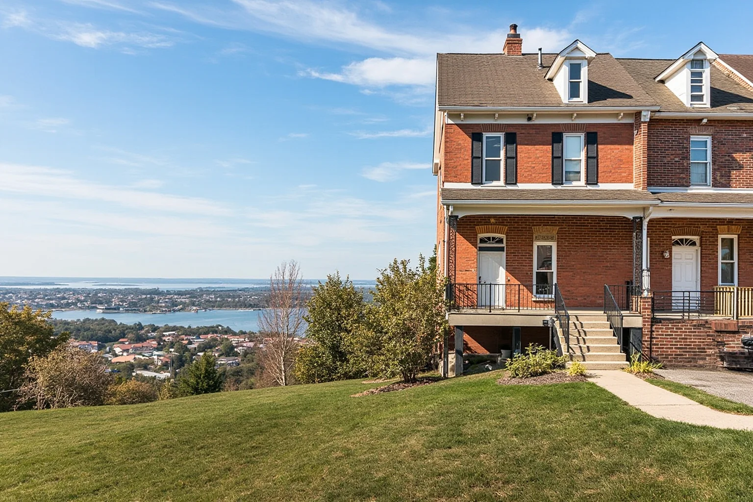 25 Famous American Historical Homes You Can Still Visit Today 21 Modest Victorian-era brick rowhouse on a hill with a wraparound porch overlooking a city