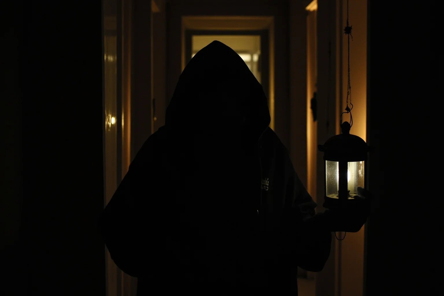 22 Creepiest People in History (And the Truth Behind Their Legends) 8 Mysterious robed figure with a lantern in a dim 19th-century Russian palace corridor