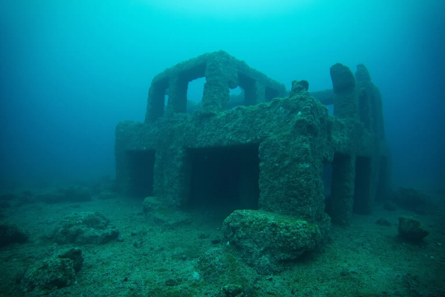 22 Coolest Underwater Discoveries Made Throughout History 7 Mysterious underwater stone formation resembling ancient megalithic ruins off a Mediterranean coastline