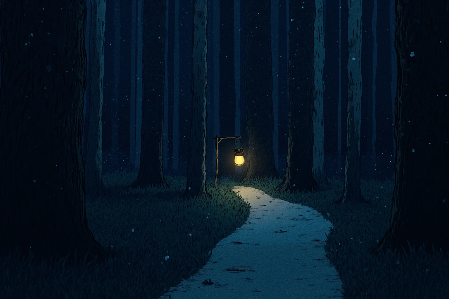 10 of History's Most Evil People & 10 of Its Greatest Heroes 15 Nighttime forest path illustration symbolizing a hidden route to freedom, lantern light guiding the way