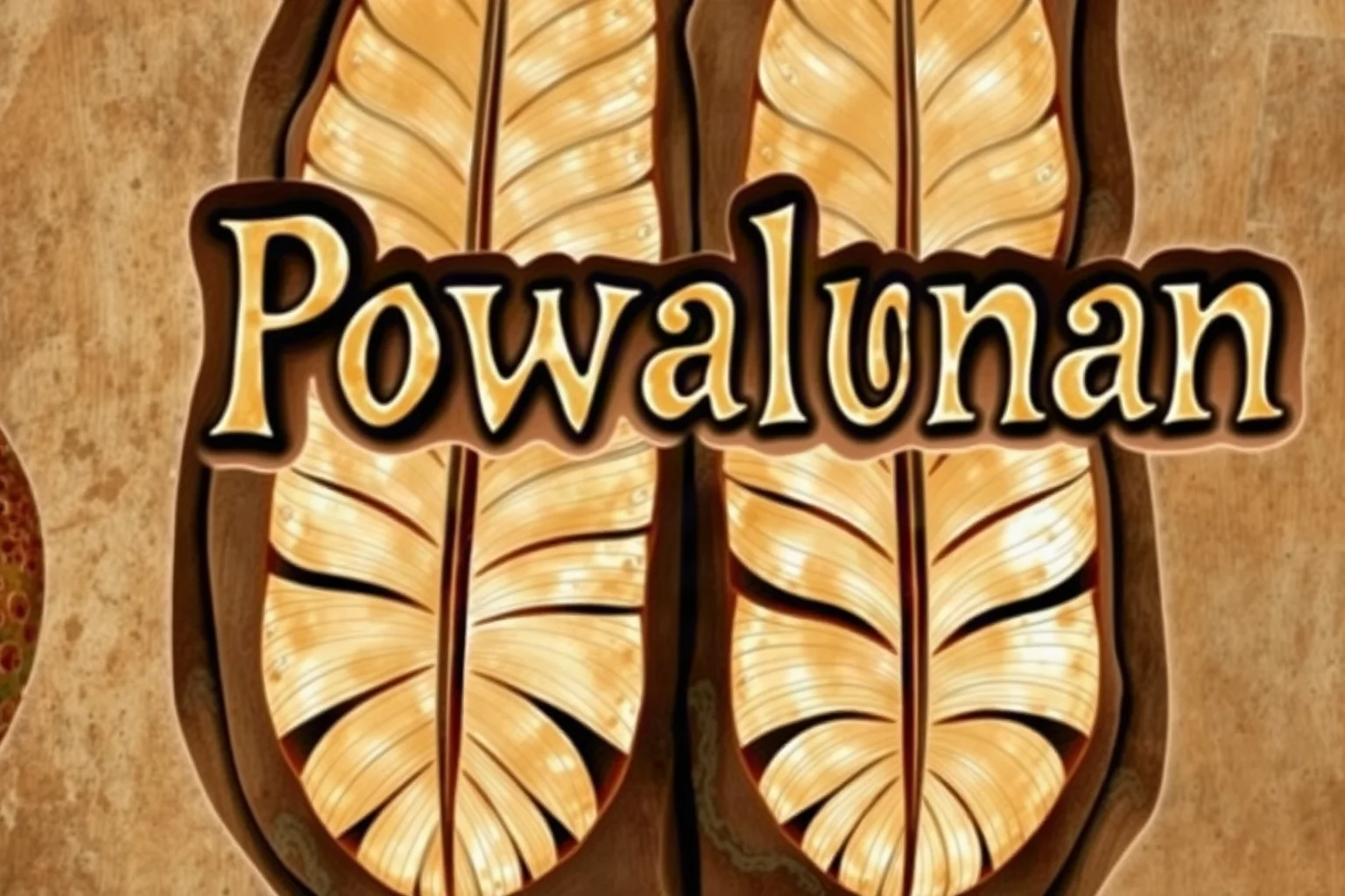 An illustrated Powhatan girl's name carved symbolically alongside feathers, evoking Indigenous naming traditions, painterly historical style