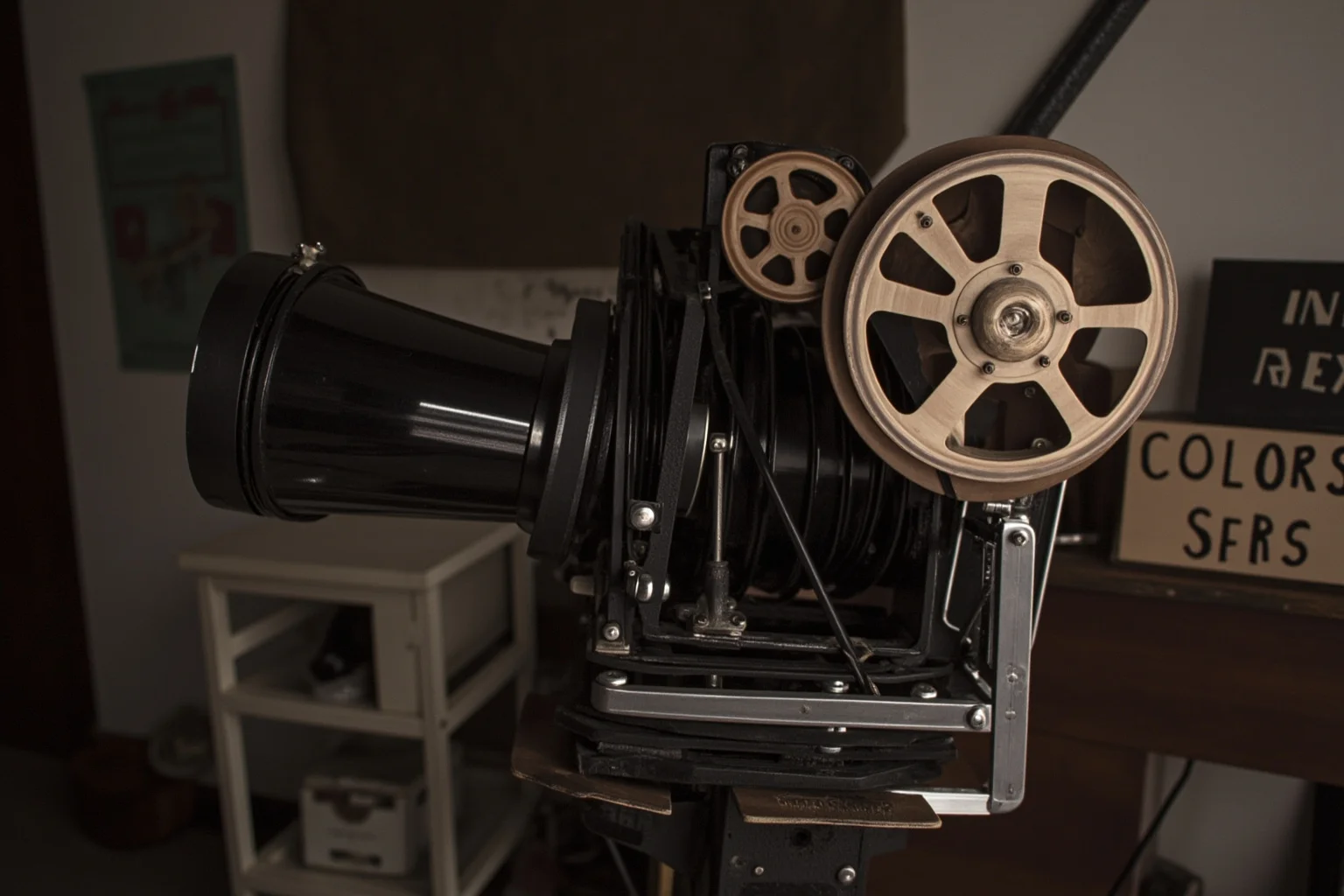 Inventors Who Stole Genius Ideas And Got All Glory 5 Old-fashioned film camera and reels of celluloid film in a cluttered early cinema workshop