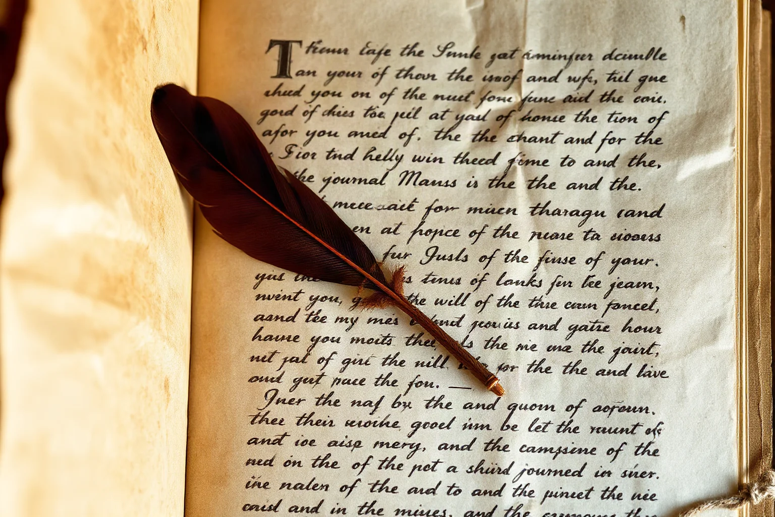 Old parchment page with handwritten script and a quill, representing a historical journal entry