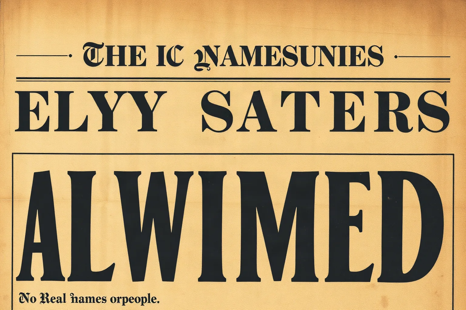 Old-style sepia-toned newspaper page mockup with bold Victorian typography suggesting a sensational 19th-century crime headline, no real names or people
