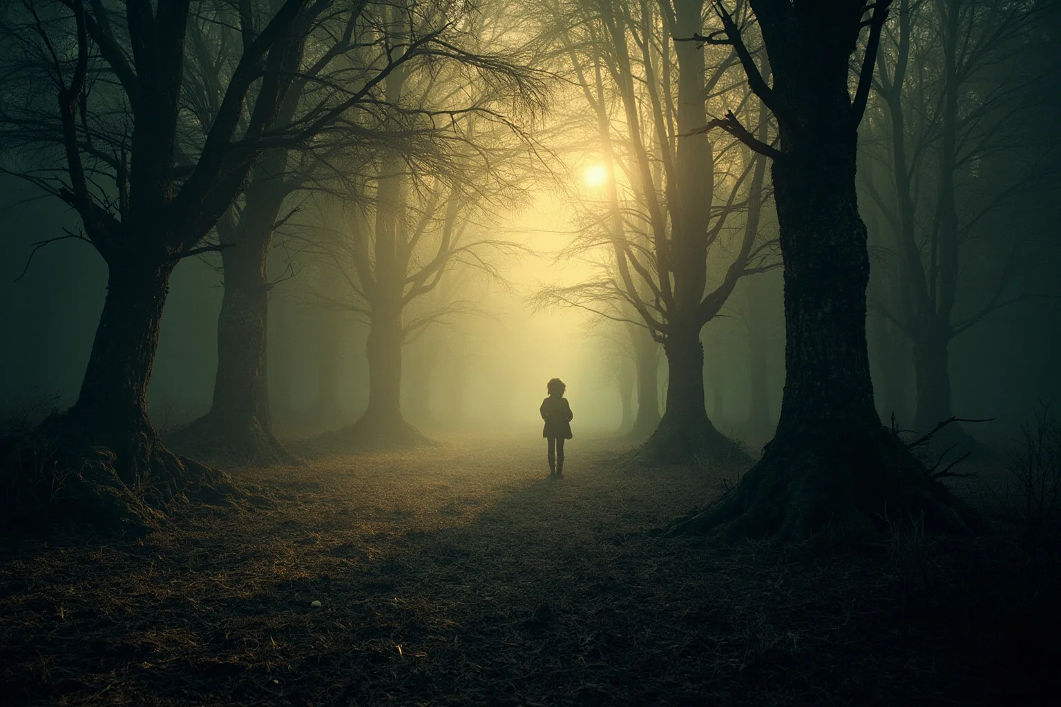 A haunting forest clearing at dawn suggesting a lone wild child's hiding place, no people visible, 19th-century France atmosphere