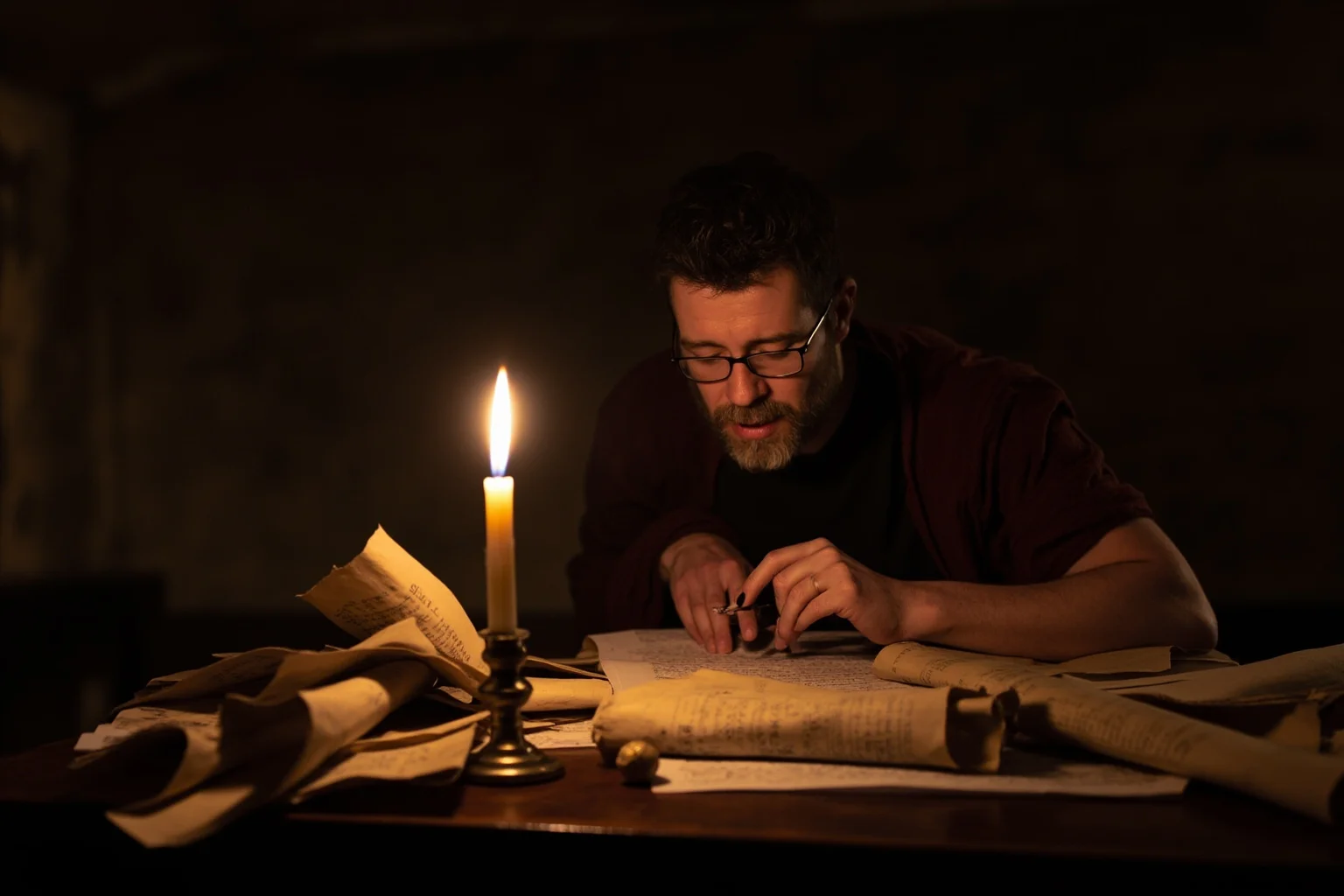 Best Insults in History: 23 Legendary Put-Downs and the Stories Behind Them 6 Roman poet writing verses by candlelight at a wooden desk scattered with scrolls