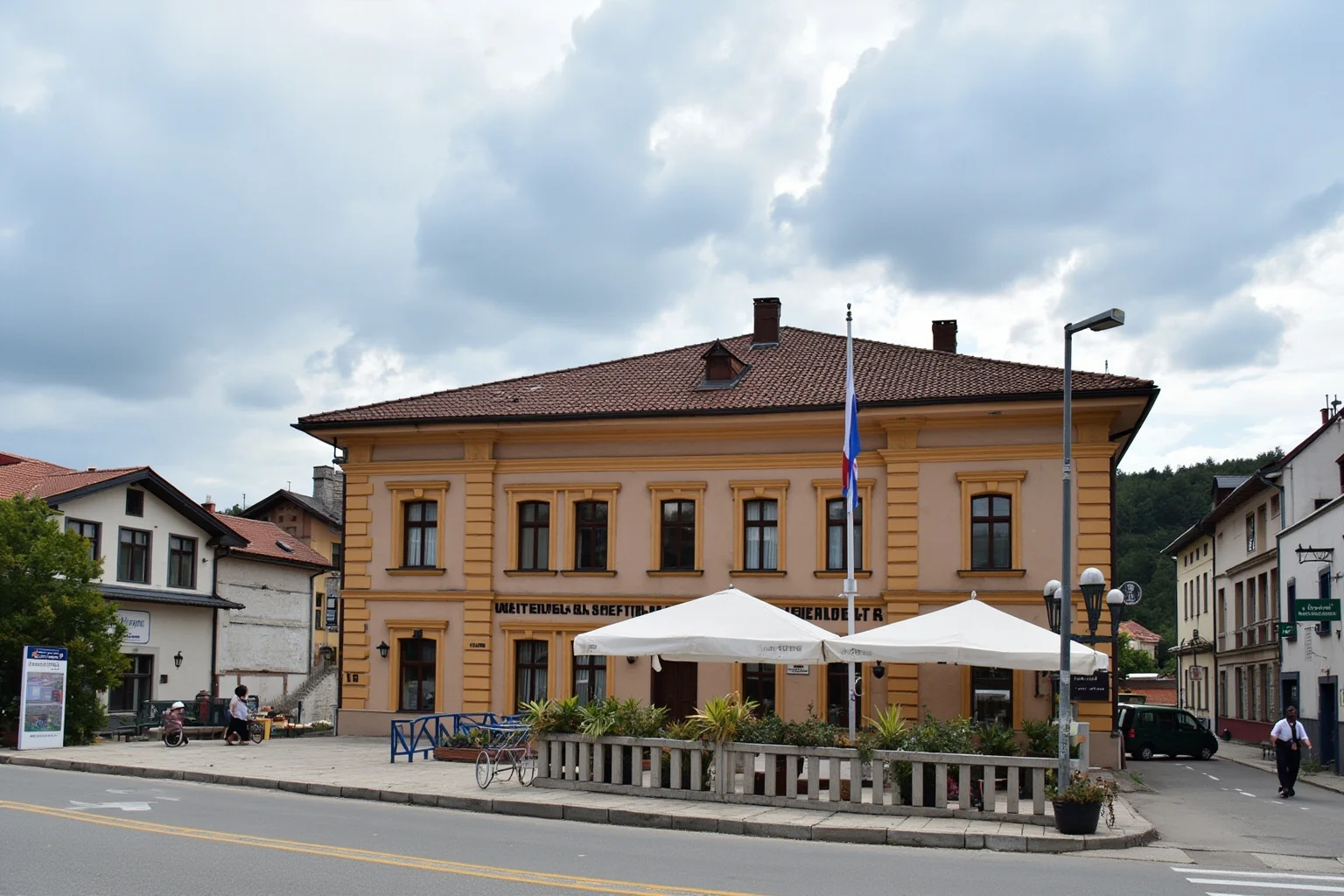 Countries With the Longest Histories (and 10 With the Shortest) 26 Small Balkan town square with a freshly painted government building and new flag
