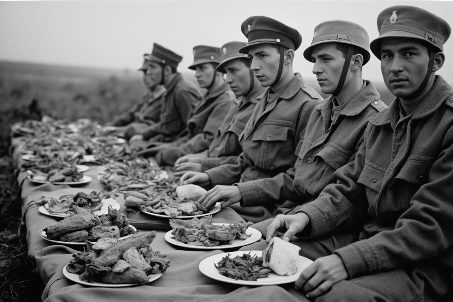 The Evolution of World War 1 Rations: 24 Facts About Food, Trenches, and Rationing 11 Soldiers sitting behind the lines eating a fresh meal with real bread, vegetables, and meat from a field kitchen