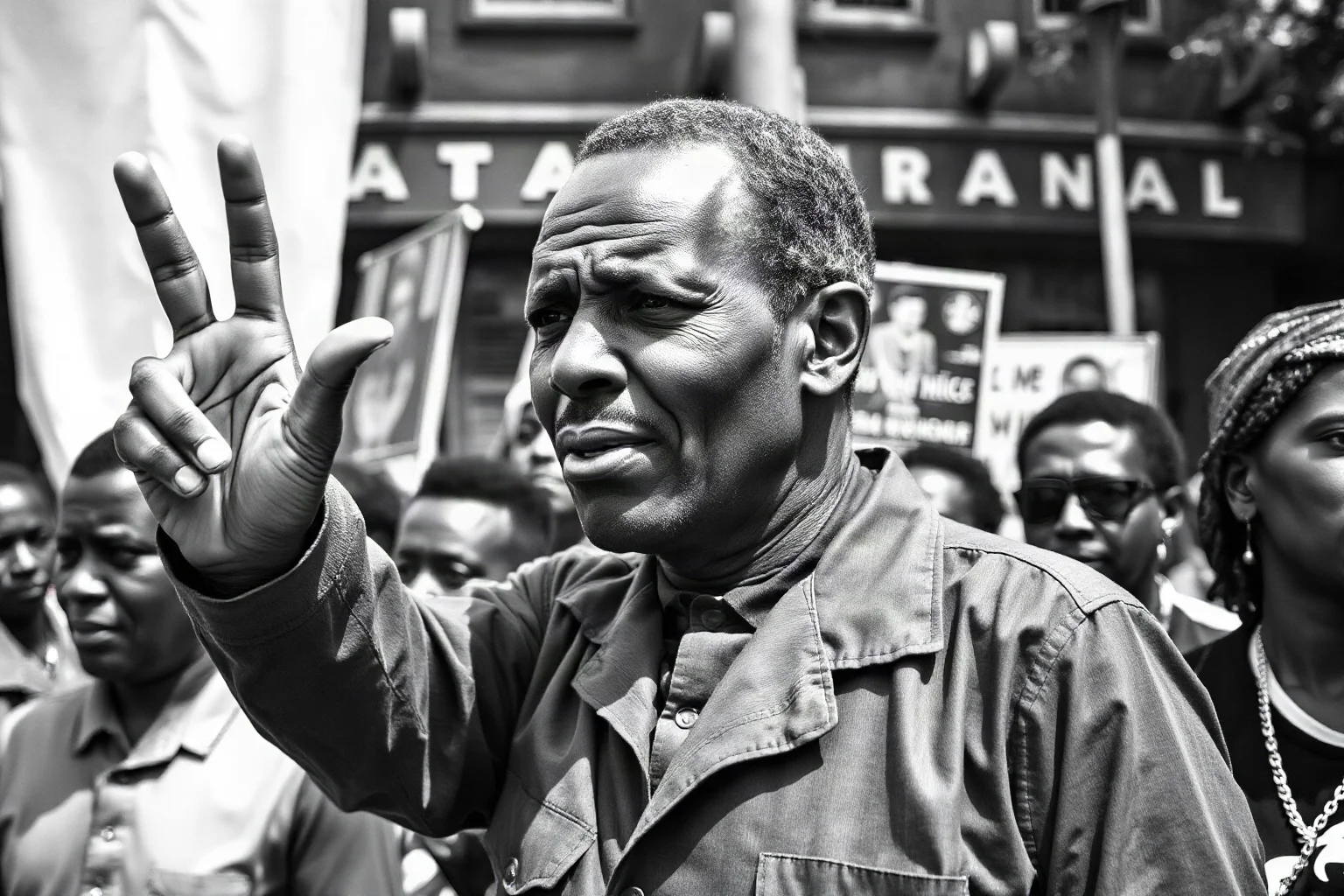 South African anti-apartheid activist and political leader, peaceful resistance imagery