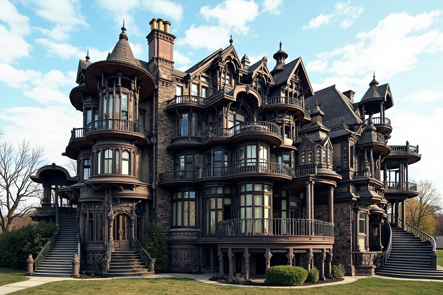 25 Famous American Historical Homes You Can Still Visit Today 15 Sprawling eccentric Victorian mansion with mismatched turrets, staircases, and dozens of oddly placed windows