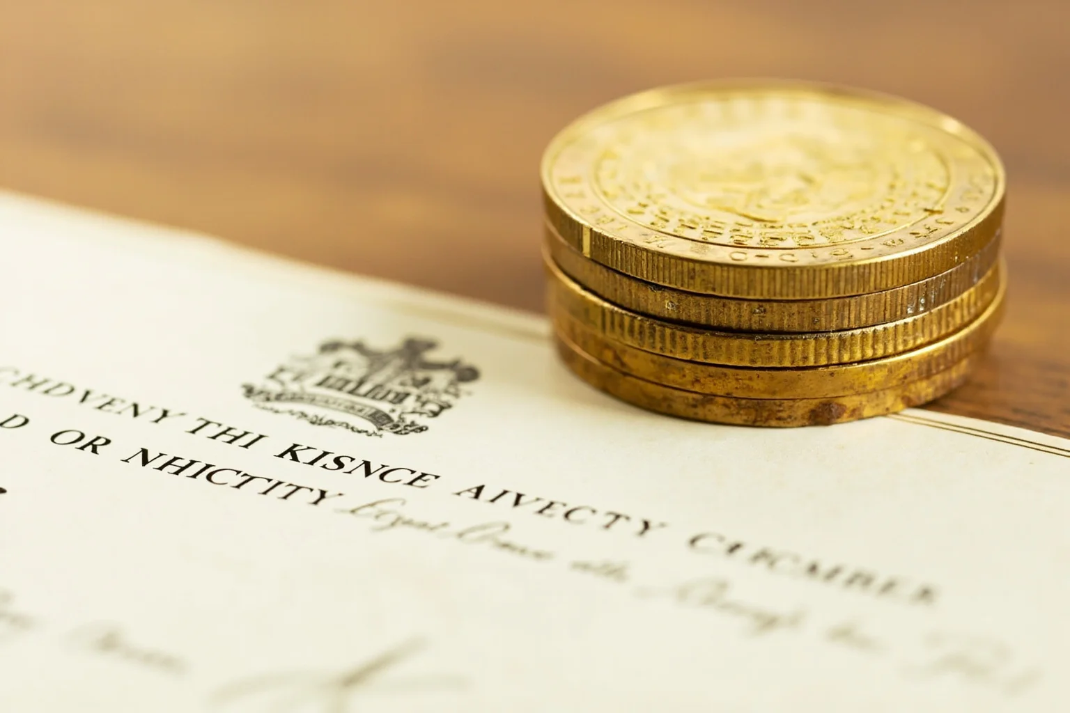 Stack of Victorian gold coins and a formal document representing a royal financial allowance