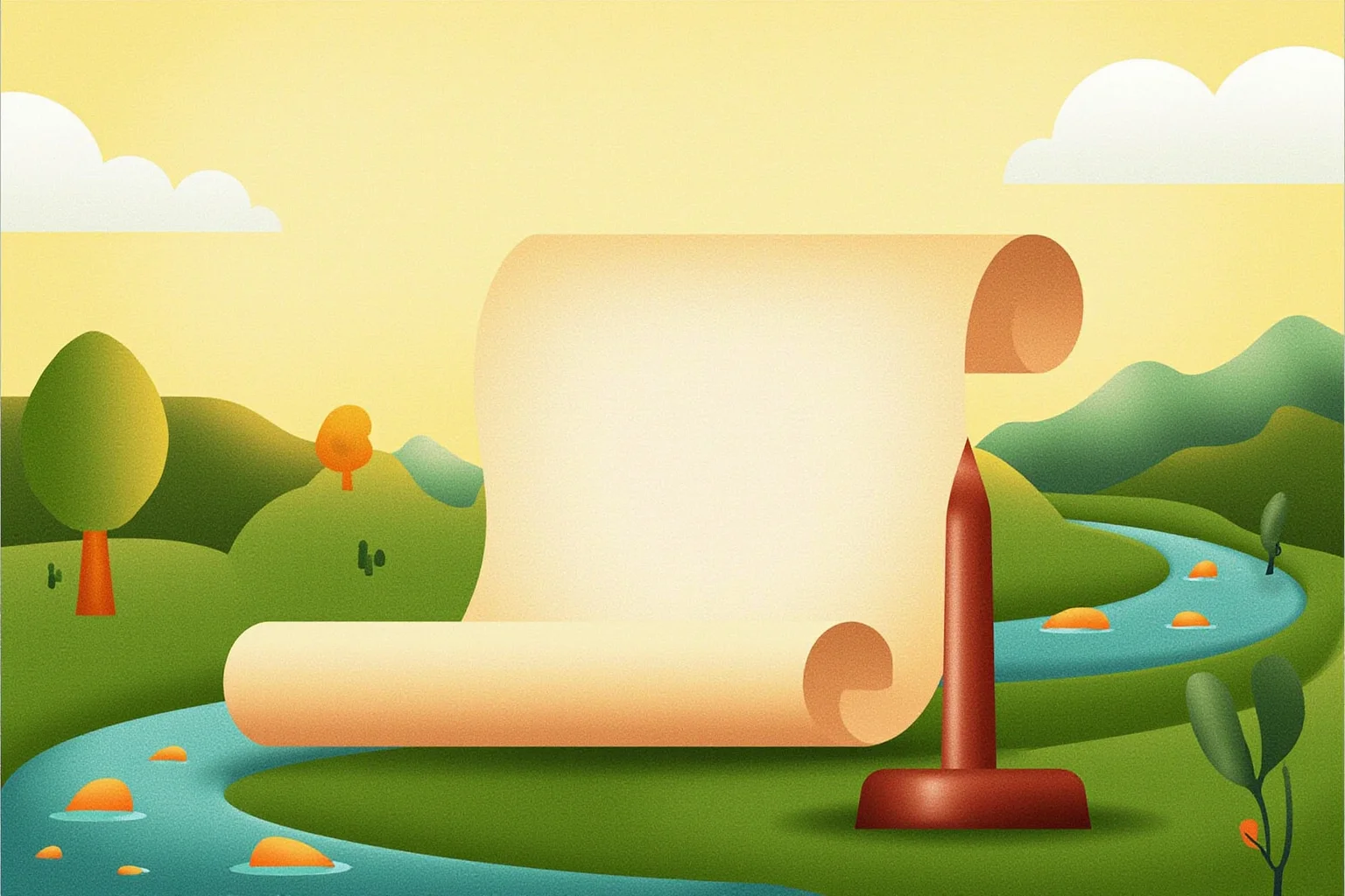 Symbolic illustration of an empty legal scroll and a lush landscape, representing a contested land doctrine