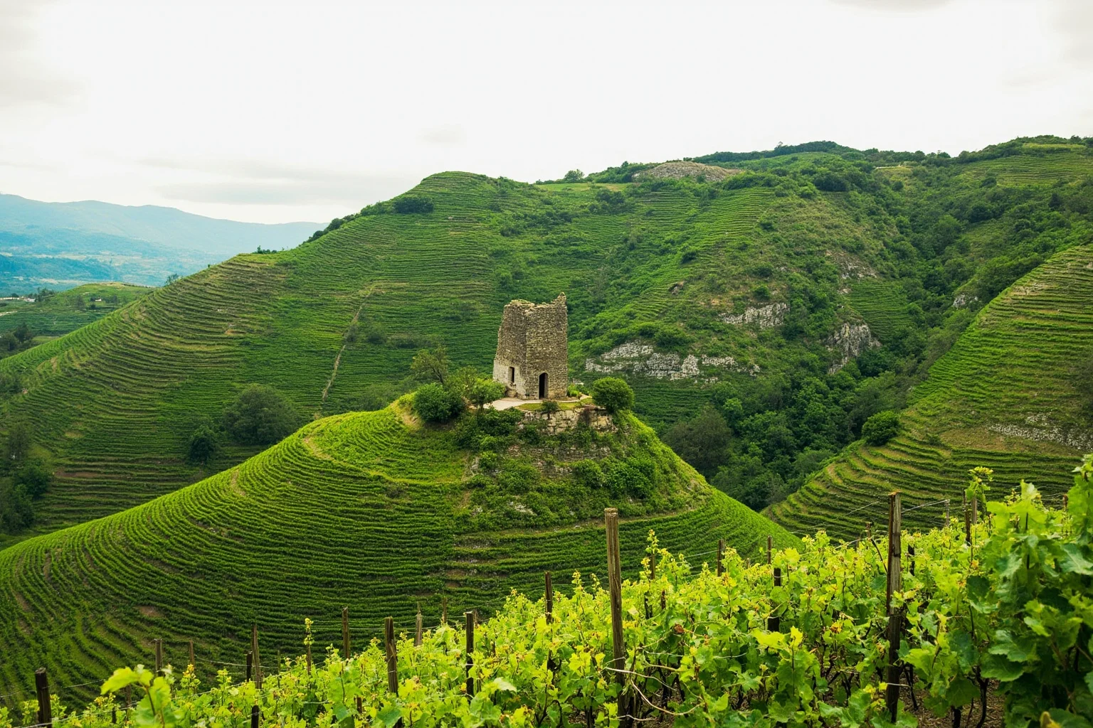 Countries With the Longest Histories (and 10 With the Shortest) 12 Terraced vineyard hills beneath an ancient stone watchtower in a green highland valley