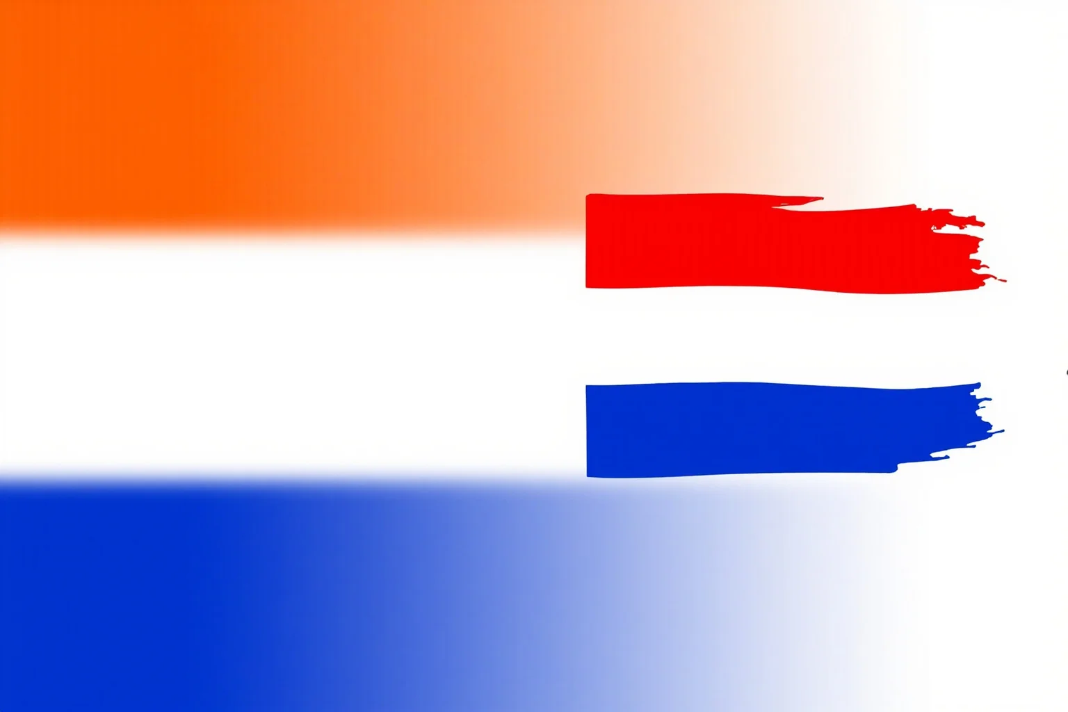 The Dutch orange-white-blue Prince's Flag transitioning into the modern red-white-blue tricolor, side by side illustration