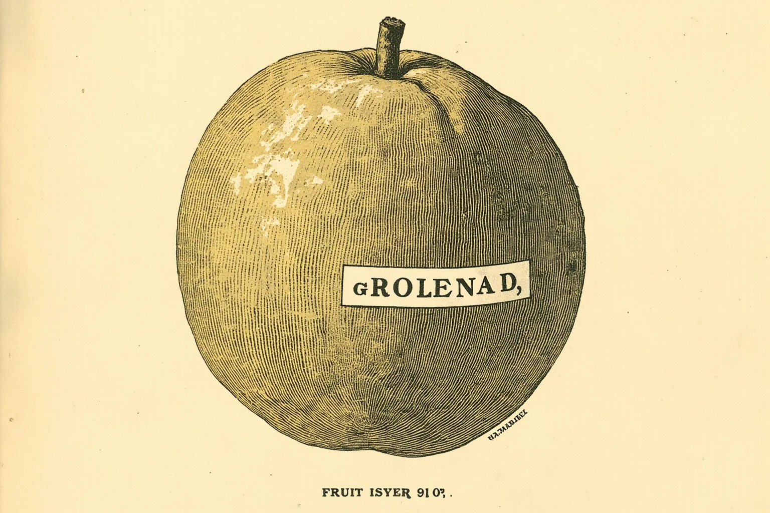 The Strange History Of The Poison Apple 2 A weathered old European illustration style image of a round fruit labeled ambiguously, symbolizing confusion over fruit names in history