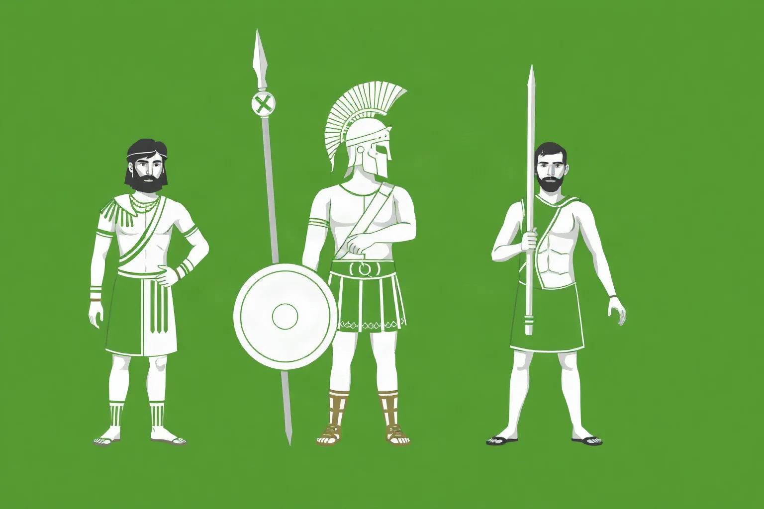 Three distinct groups of people — citizens, free workers, and laborers — representing Sparta's social classes