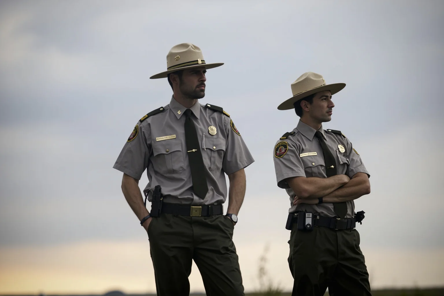 The Human Lightning Rod: The Man Who Was Struck Seven Times 14 Two park rangers standing at a distance from each other under a cloudy sky, one looking wary