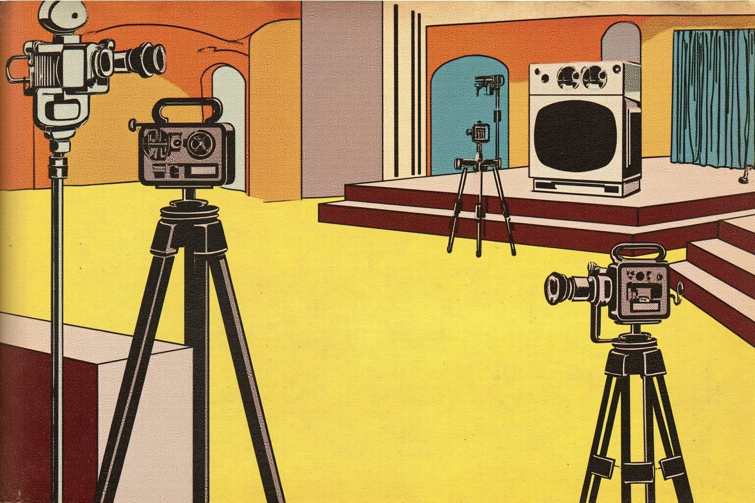 The Heartbreaking Life Story of Judy Garland: 26 Facts You Should Know 21 Vintage 1960s television studio illustration with cameras and a variety-show stage set