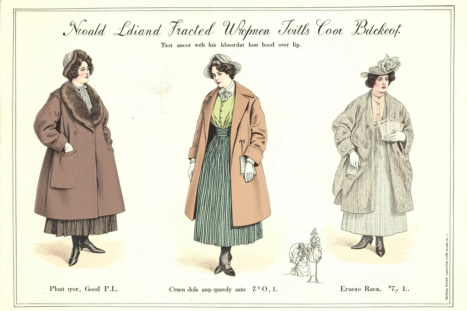 How an All-Female Gang Changed the Face of Crime in 19th Century London 7 Vintage illustration of a woman's fur-trimmed overcoat with concealed pouches, Edwardian fashion