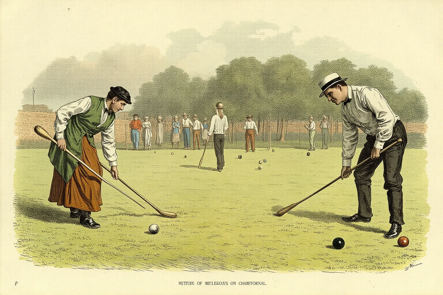 23 Olympic Sports That Don't Exist Anymore (And Why They Vanished) 11 Vintage illustration of players in old-fashioned attire playing croquet on a lawn with wooden mallets