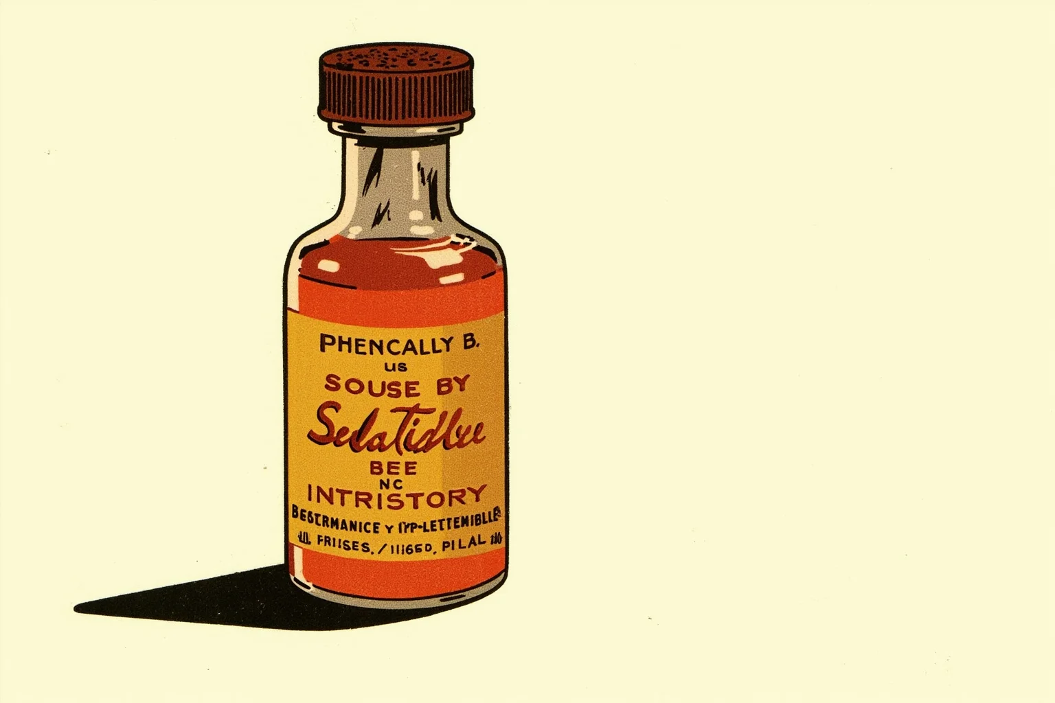 The Worst Inventions of All Time, Ranked 5 Vintage pharmacy bottle labeled generically as a sedative, 1950s medicine cabinet illustration
