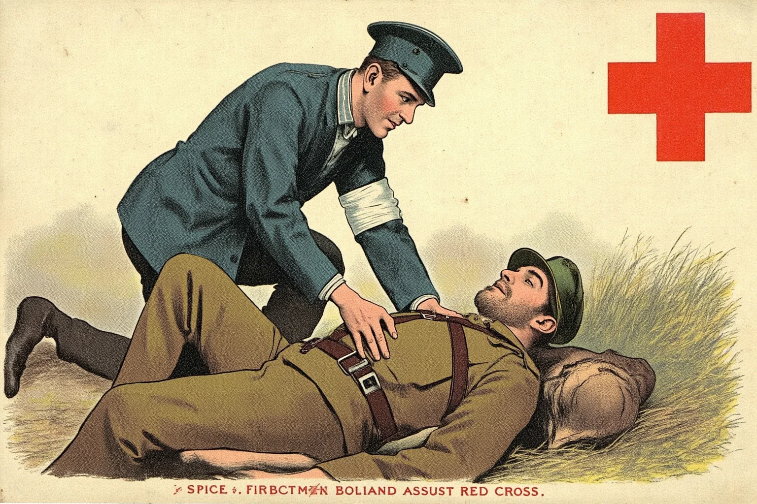 22 Historical Events That Will Restore Your Faith In Humanity 3 Vintage-style illustration of a 19th-century battlefield medic wearing a white armband helping wounded soldiers, a simple red cross emblem visible nearby