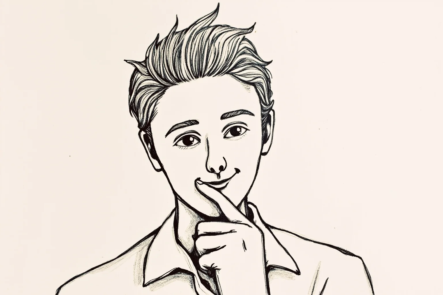 26 Famous Mark Twain Quotes (And the Ones He Never Actually Said) 9 Whimsical drawing of a person with a thoughtful, slightly mischievous smile pressing a finger to their lips
