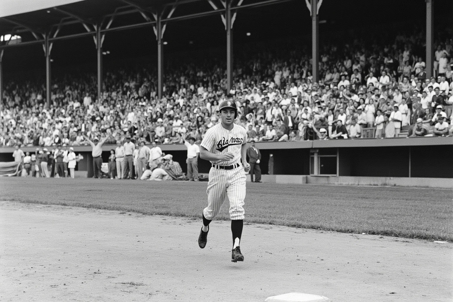 25 Memorable Moments That Defined World Series History 10 A 1960 batter rounding the bases after a walk-off home run, old Forbes Field-style ballpark, fans erupting, no recognizable face.