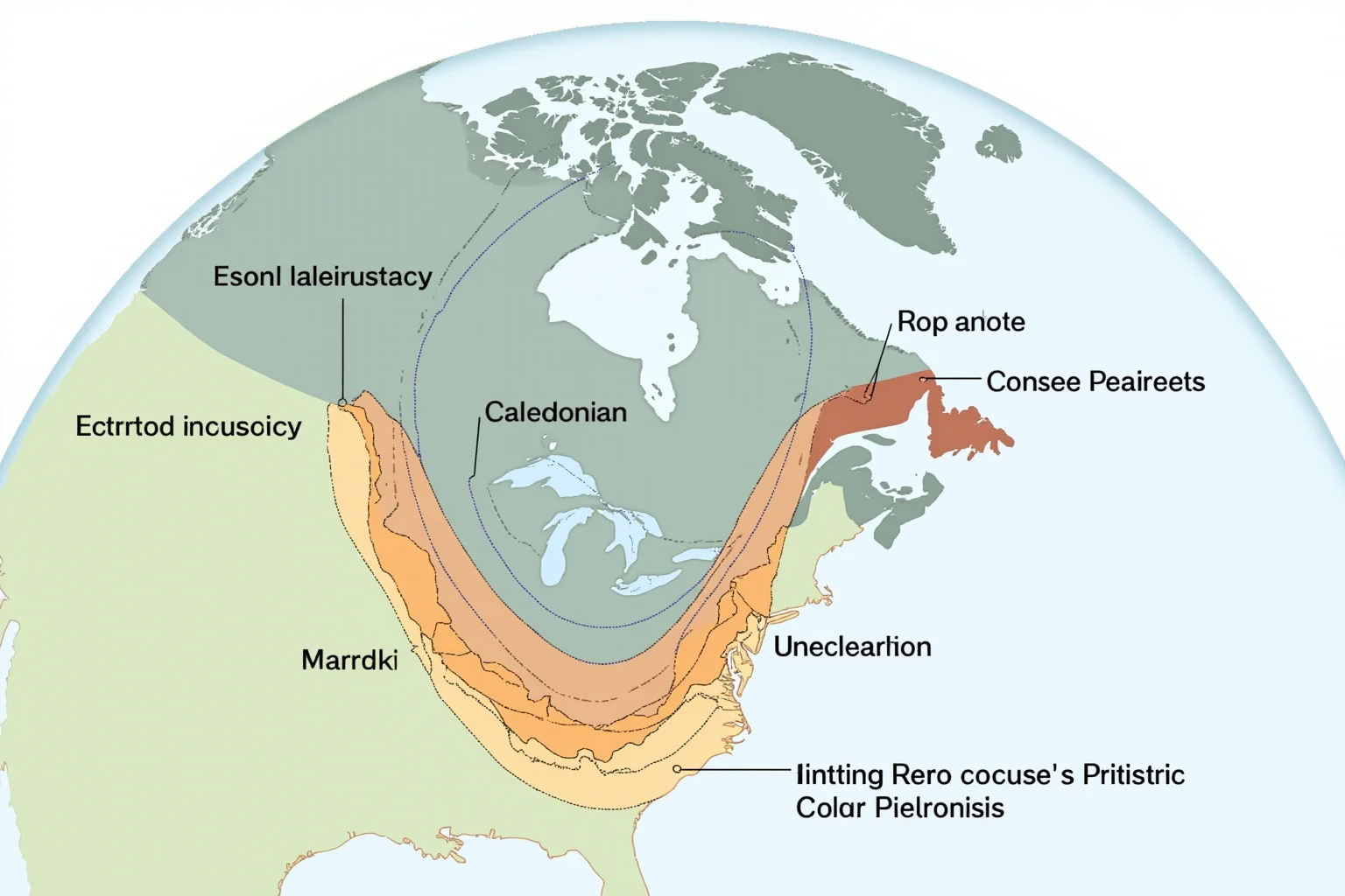 Pangea's Influence: 20 Ways We Can Tell How and Where the Continents Were Fused 3 A geological diagram of matching mountain belts across the Atlantic, with the Appalachian and Caledonian mountains aligned.