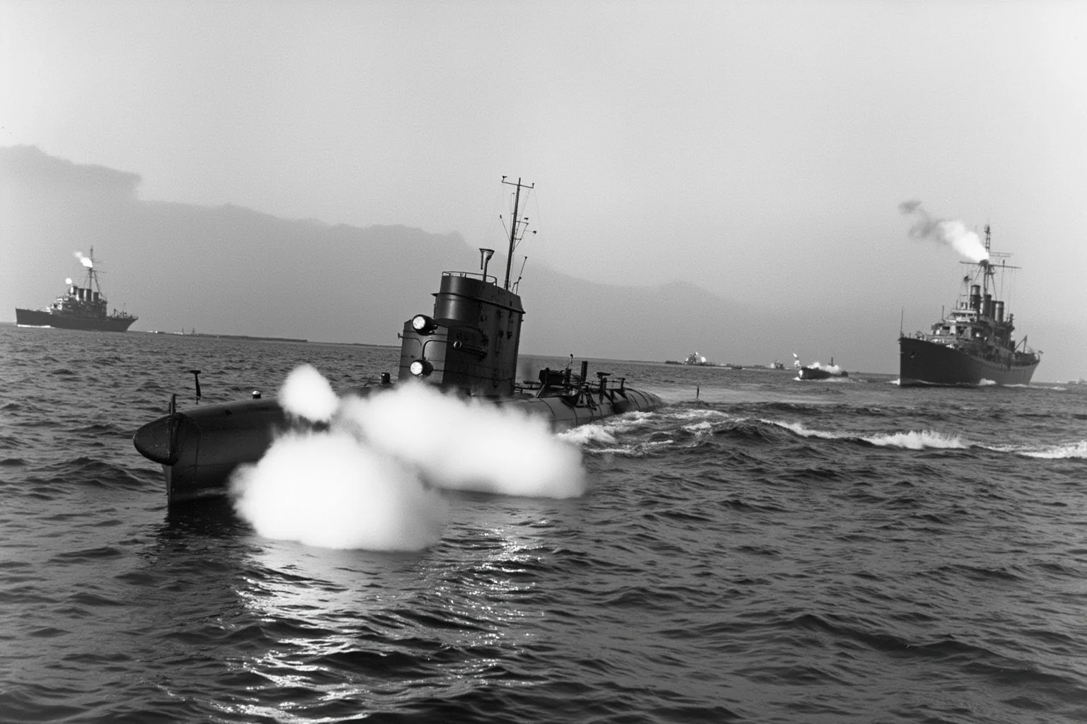 Why Did Germany Lose WW2? 20 Reasons They Almost Won 12 A German U-boat surfacing near a convoy while Allied escort ships drop depth charges