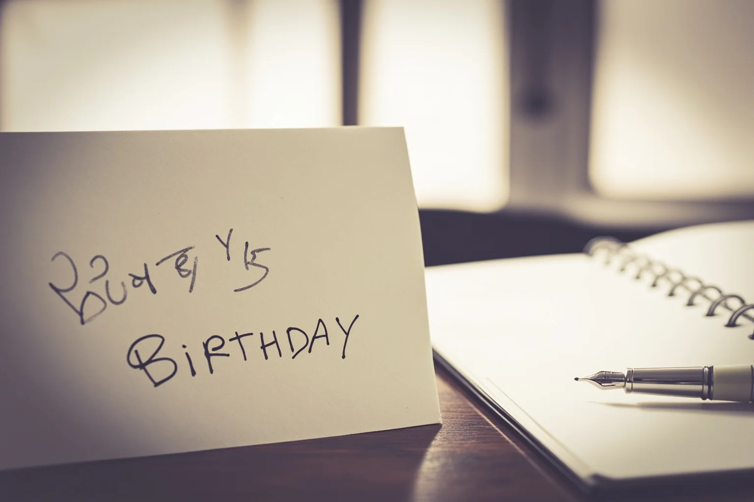 Things To Learn About The Beloved Princess Diana 15 A handwritten birthday card and a fountain pen on a wooden desk, soft window light, no people.