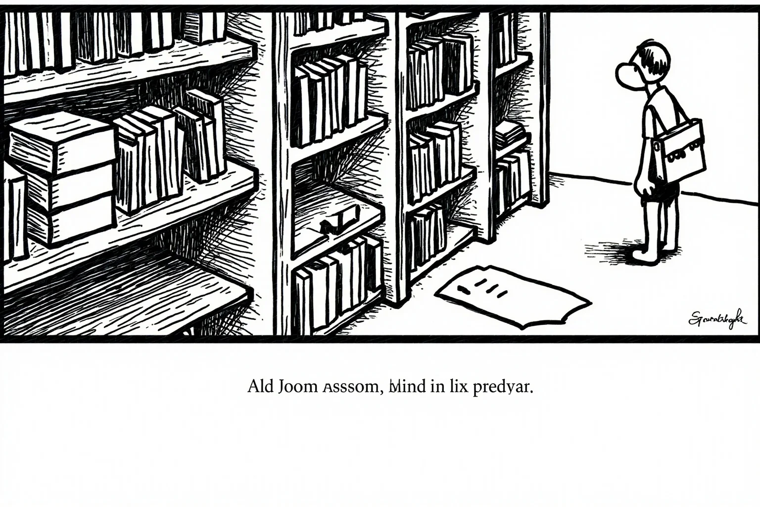A library shelf with one book pulled out and a school reading list beside it, conceptual censorship illustration.