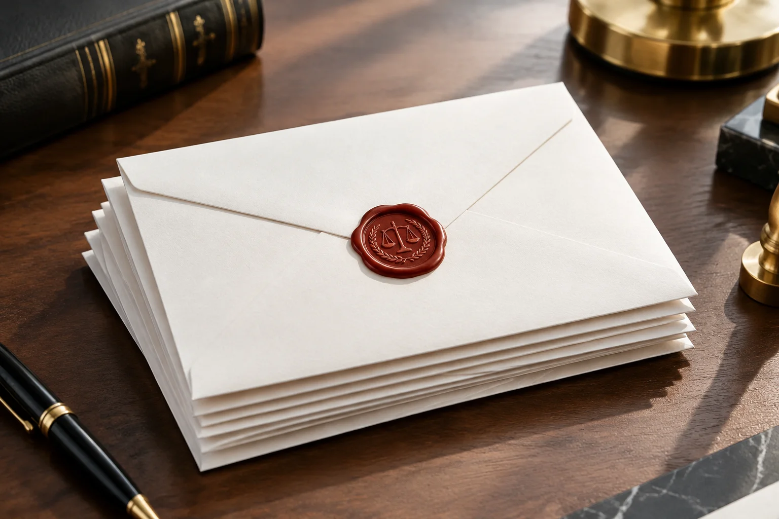 The Election Decided By A Dead Man: The True Story of Missouri's 2000 Senate Race 8 A stack of official-looking white envelopes and a wax seal on a desk, symbolizing a legal appointment, no text visible.