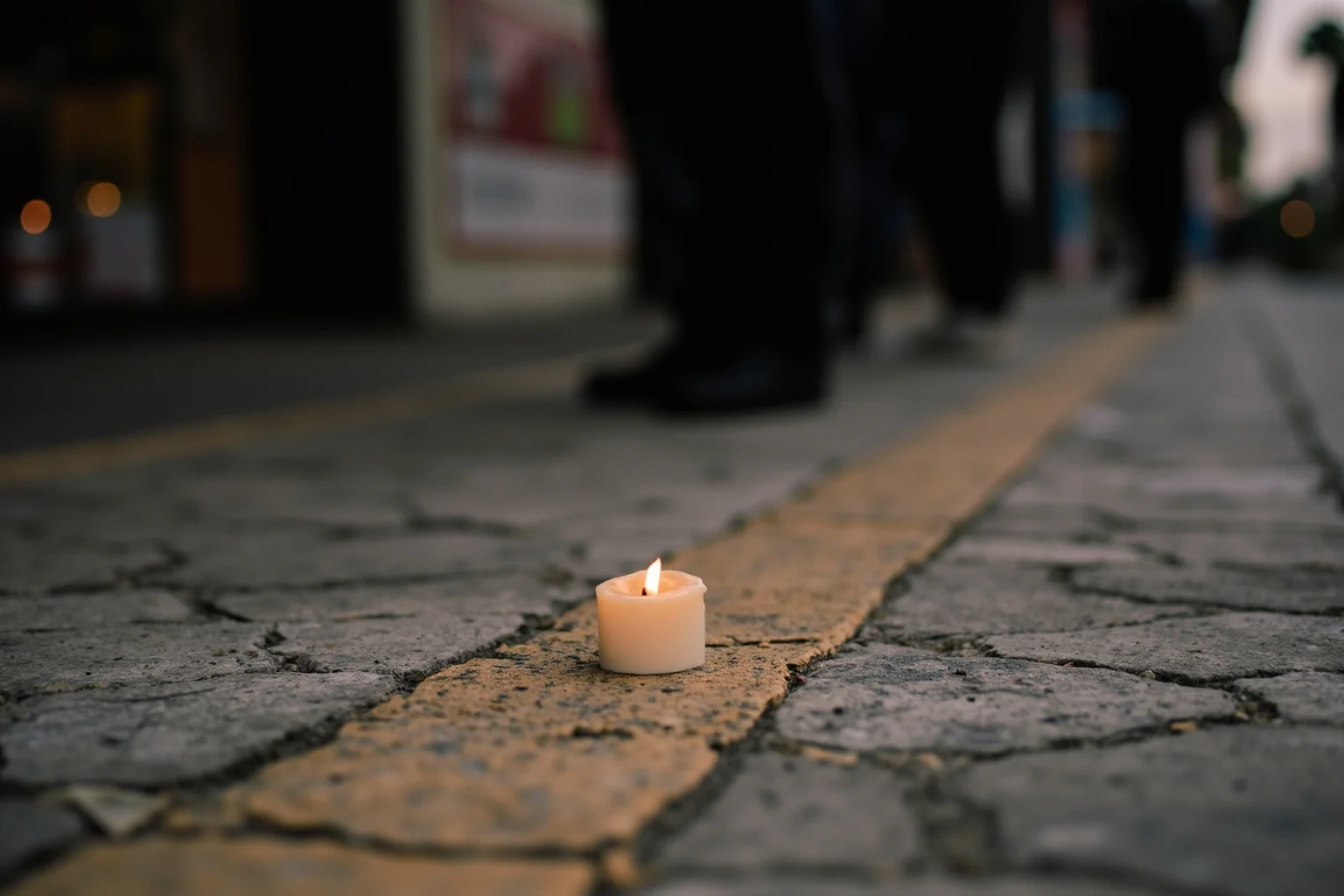 22 Evil Dictators Who Were Eventually Overthrown 21 A Tunisian market street with a small memorial candle, 2011 atmosphere, showing a silent protest moment.