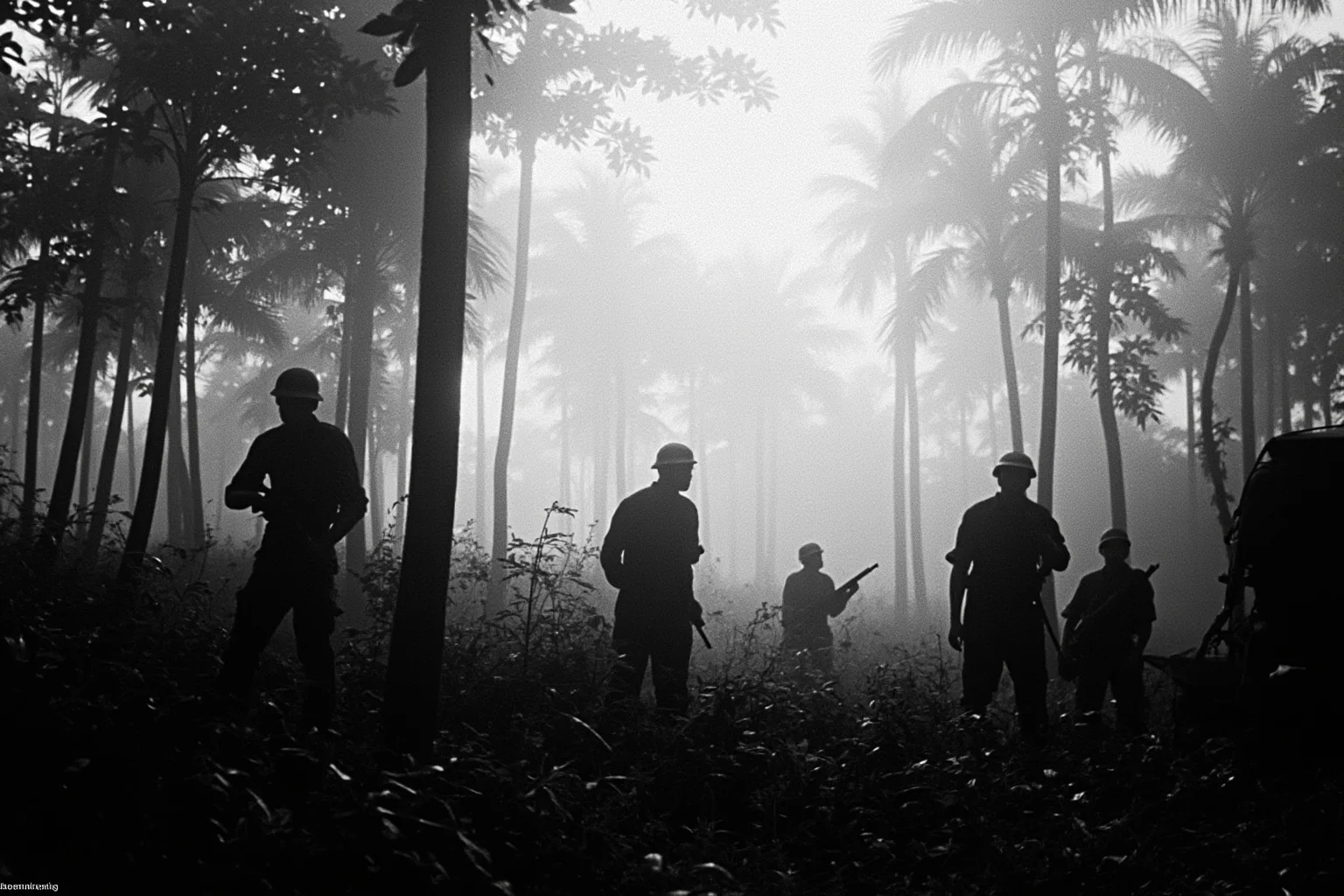 22 Evil Dictators Who Were Eventually Overthrown 16 A U.S. military operation in tropical Panama, 1989, soldiers in silhouette, no faces or insignia.