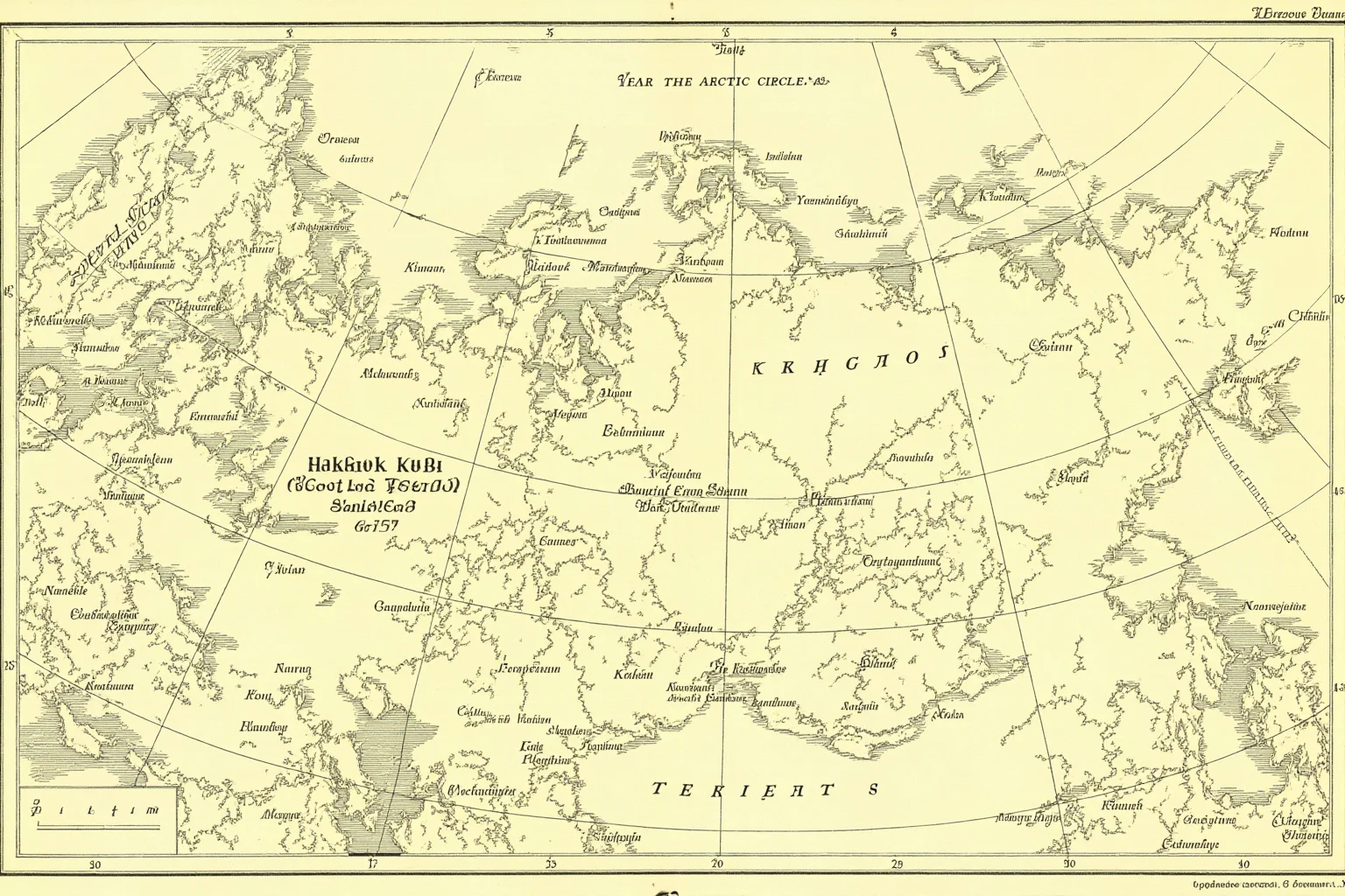 Agafia Lykova: The Siberian Hermit Woman Behind the Myths 3 A vintage-style map illustration of southern Siberia showing the Western Sayan Mountains and Khakassia, with the Arctic Circle marked far to the north