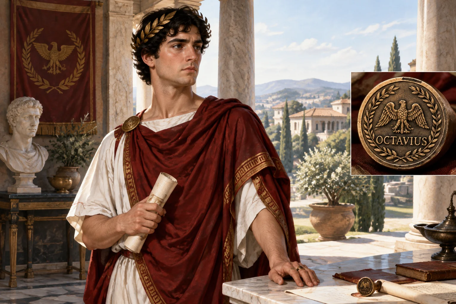 23 Best Roman Names: Ancient Rome's Most Popular Names 17 A young Roman heir in a villa with the name Octavius on a family seal, late Republic, historical illustration