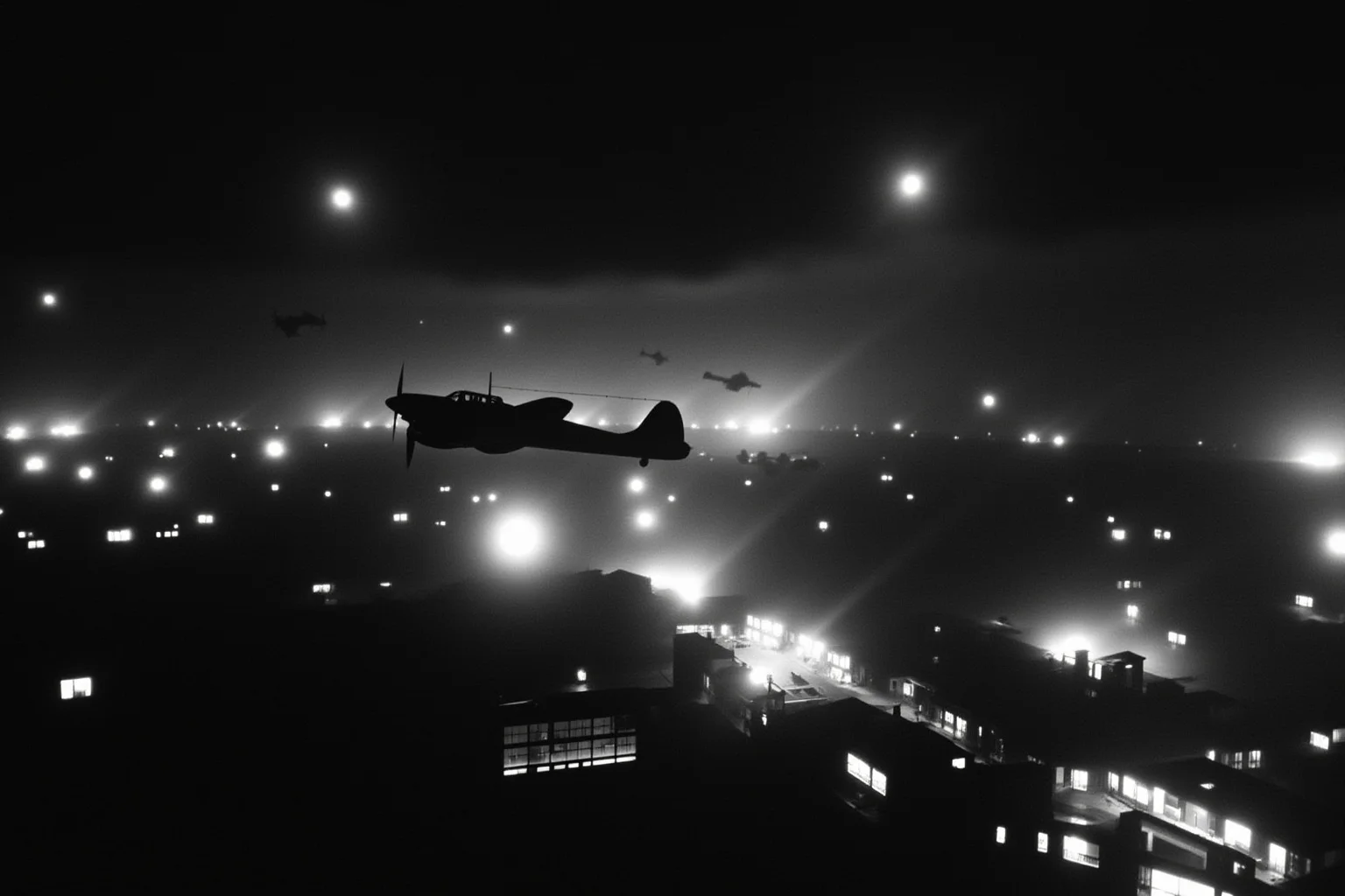 Why Did Germany Lose WW2? 20 Reasons They Almost Won 9 Allied bombers over a German city during a night raid, searchlights and flak, 1943