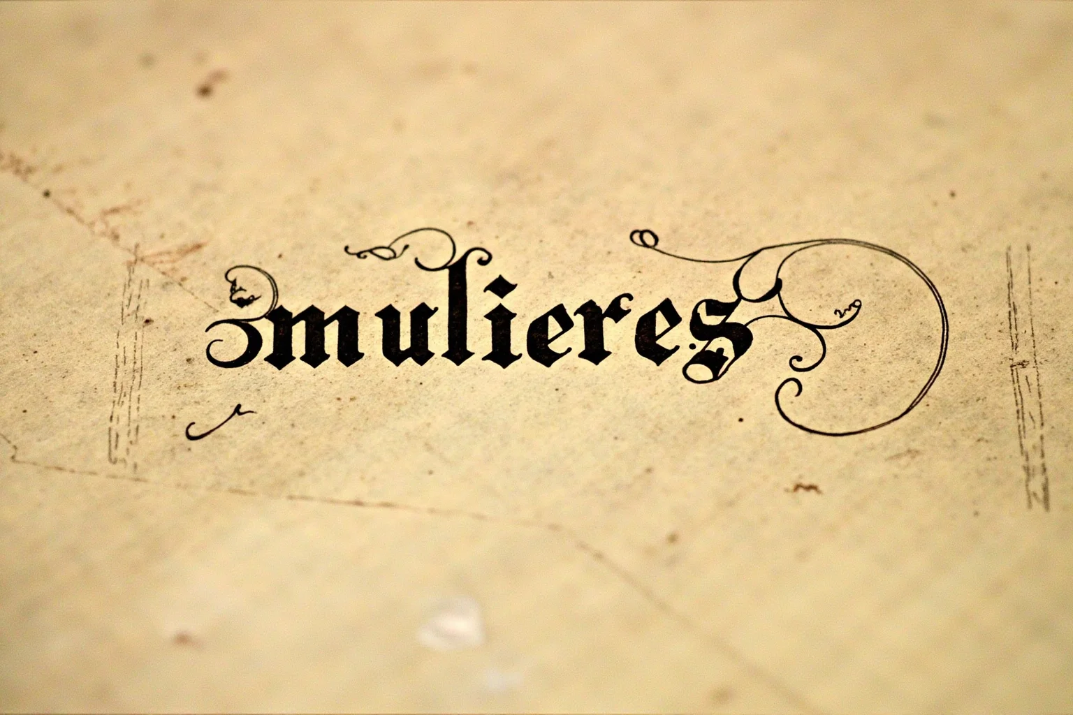 Yes, Female Gladiators Existed — And Here's Everything You Need to Know About Them 5 An ancient Roman manuscript page with the Latin word 'mulieres' written in elegant script, surrounded by scrollwork
