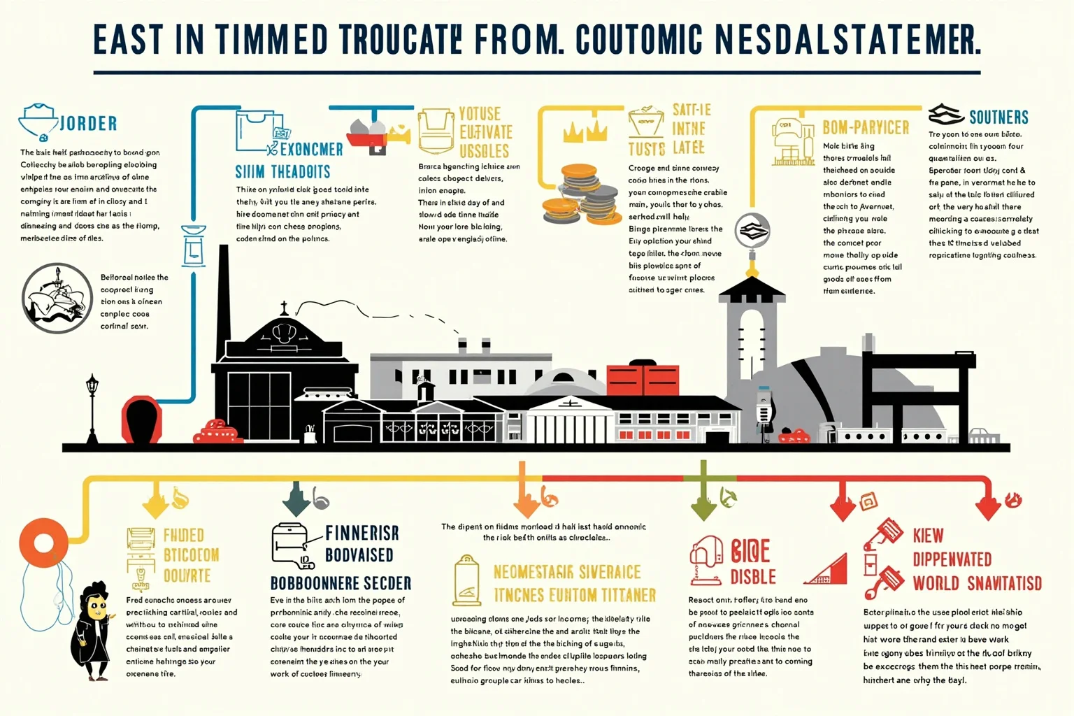 An illustration of a factory transitioning from wartime production to consumer goods, representing the postwar economic transition.