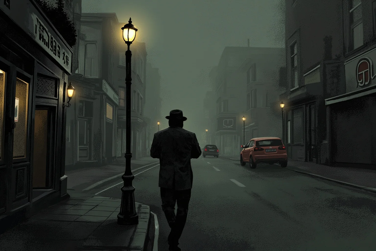 20 Little-Known Facts About Mahatma Gandhi 3 An illustration of a young Indian man in a Victorian London street in the late 1880s, carrying books, gas lamps glowing, foggy evening atmosphere.