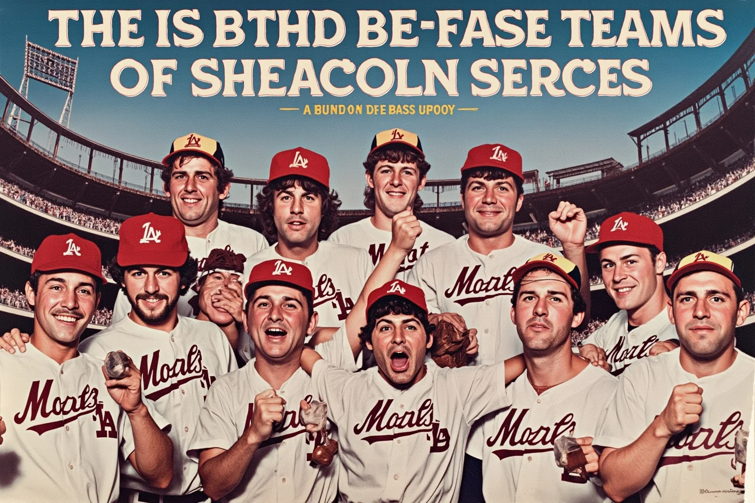 25 Memorable Moments That Defined World Series History 11 An underdog 1969 baseball team celebrating a World Series upset, Shea Stadium-style background, generic players, no recognizable faces.