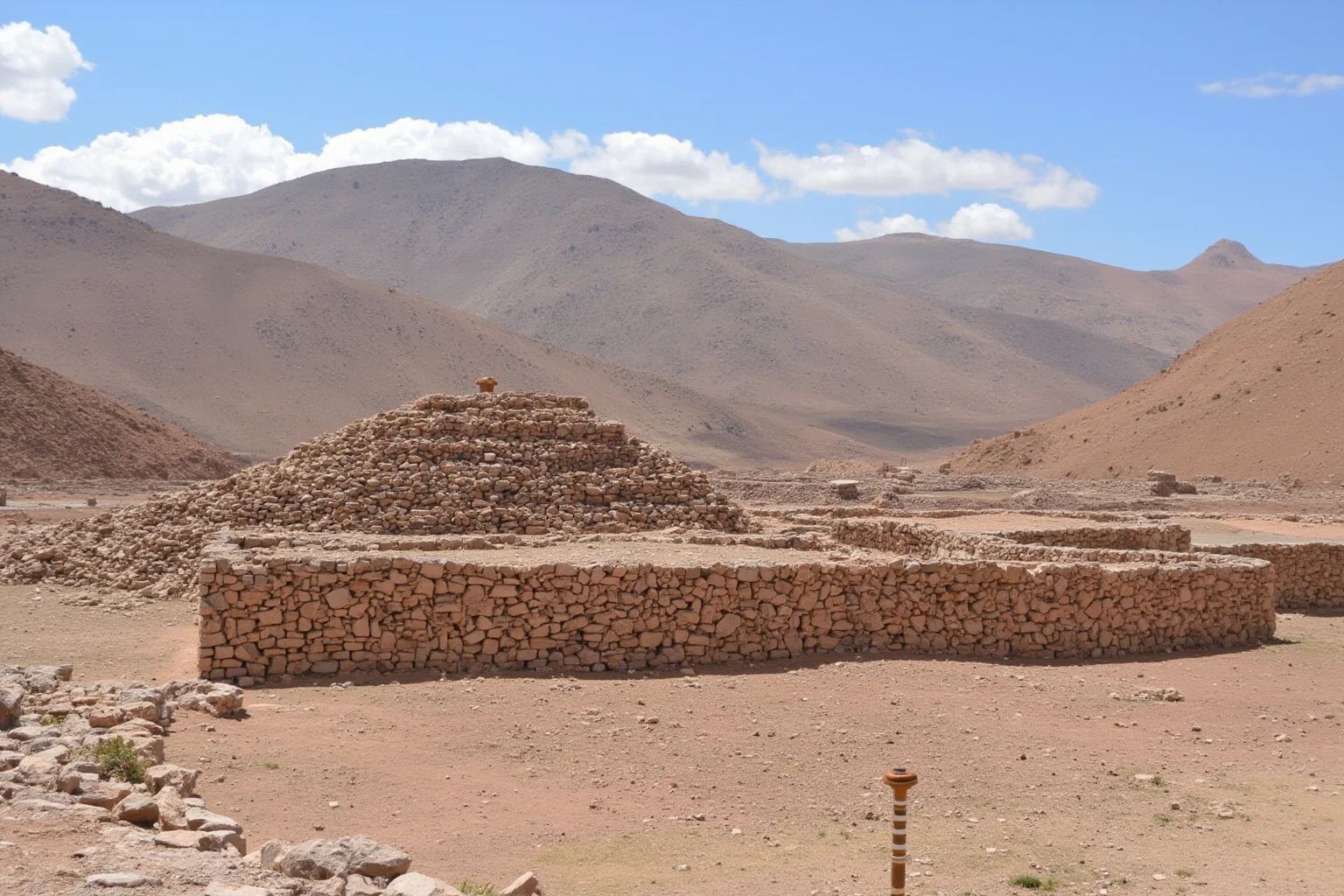 22 Oldest Monuments Found Around the World 18 Ancient pyramidal structures of Caral in the Supe Valley, Peru, with surrounding desert landscape and mountains